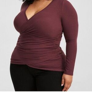 Torrid Burgundy V-Neck Wrap Top size 5